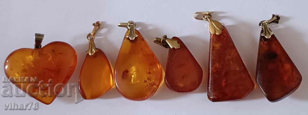 Lot of amber pendants - 5 Lot of amber pendants - 5