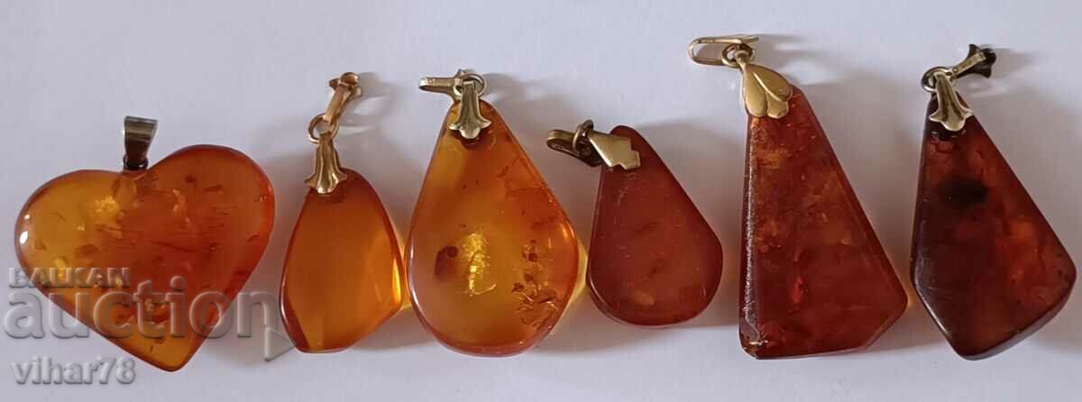Lot of amber pendants - 6 Lot of amber pendants - 6