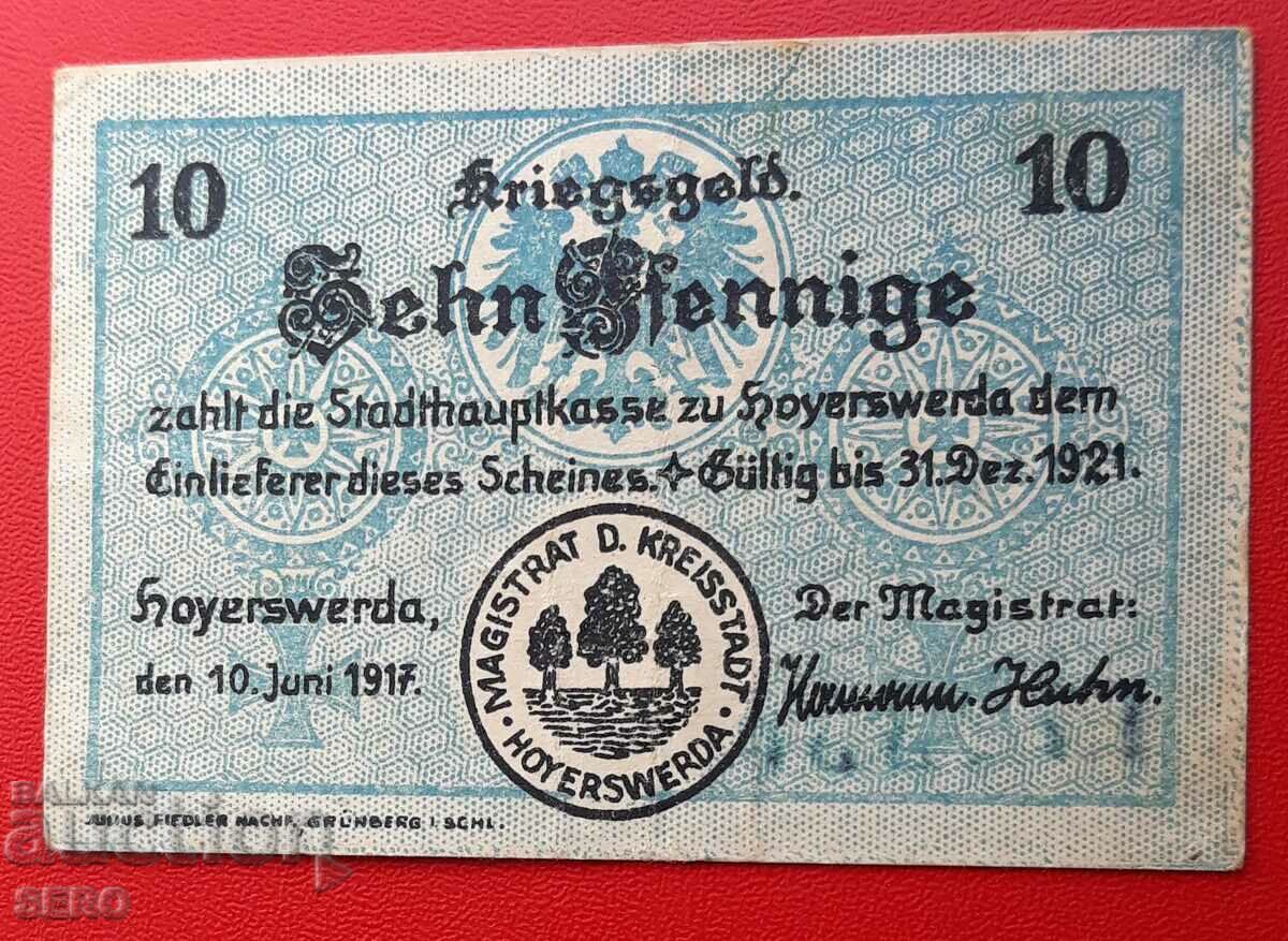 Banknote-Germany-Saxony-Hoyeswerda-10 Pfennig 1917