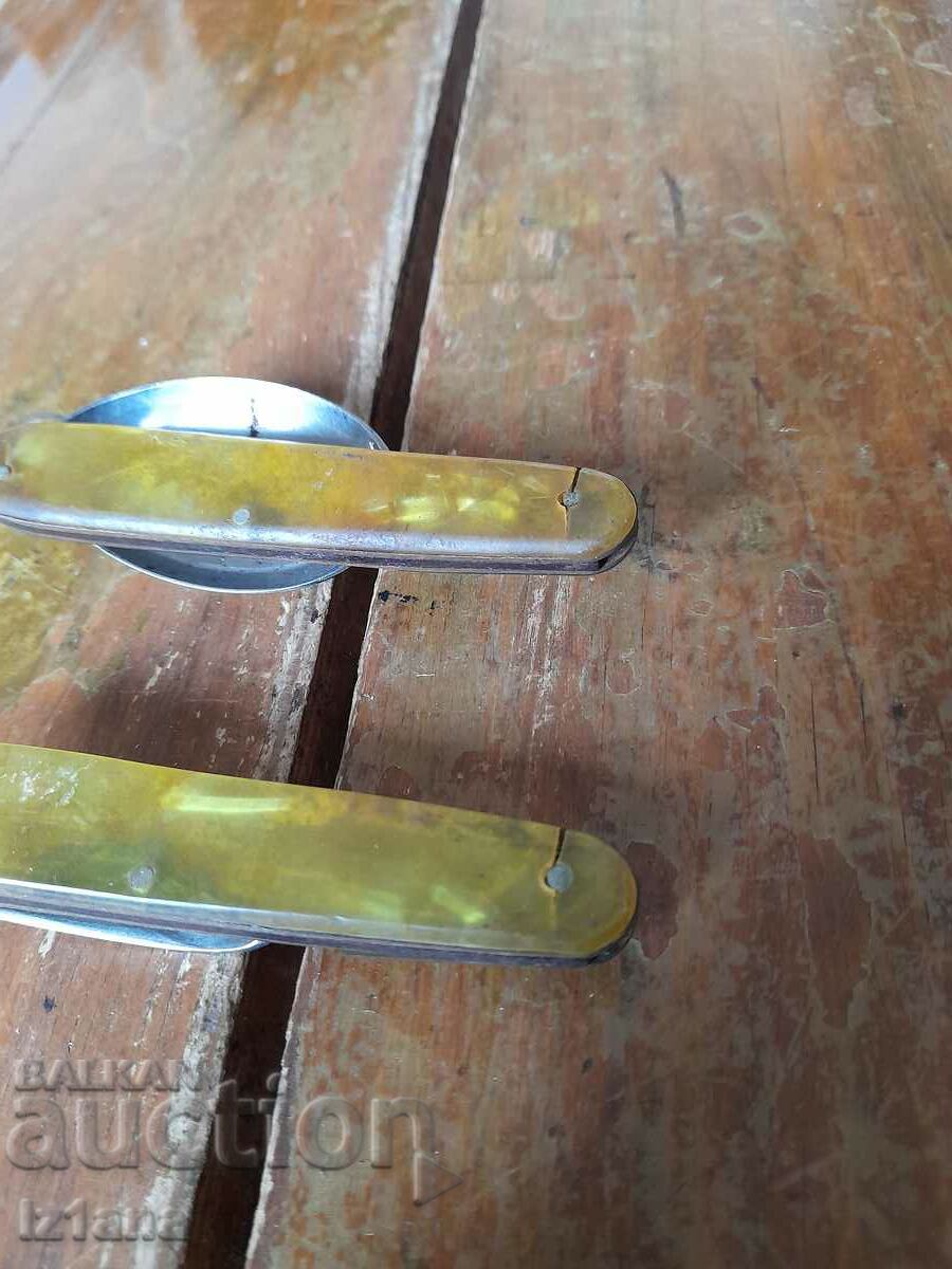 Auction  Old folding fork and spoon P. Denev