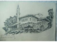 Old pencil drawing - Balchik, Palace