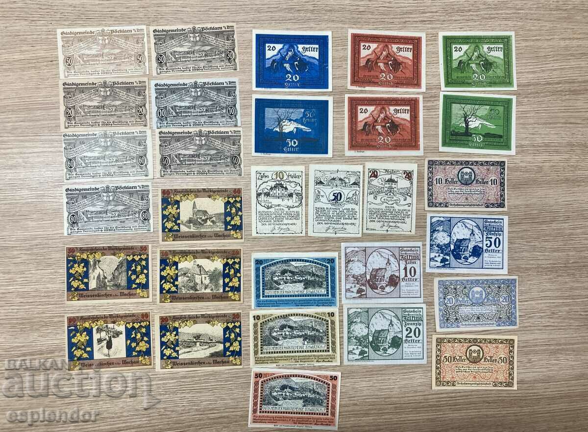 BZC! Lot nr. 4 bancnote Austria notgeld/hellers