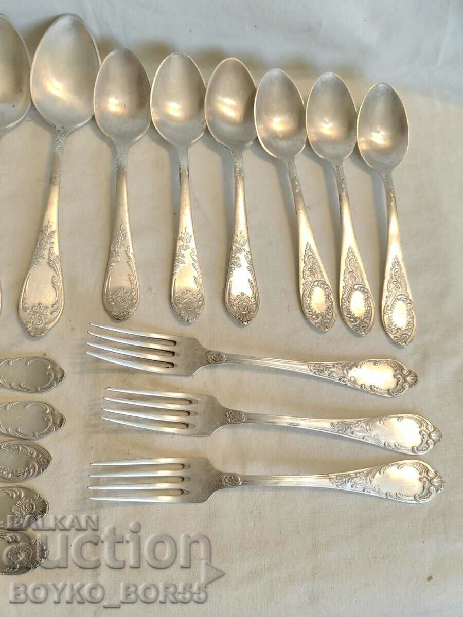 18 Russian Social USSR Silver Plated Melchior Forks and Spoons 1970s - 7 18 Russian Social USSR Silver Plated Melchior Forks and Spoons 1970s - 7