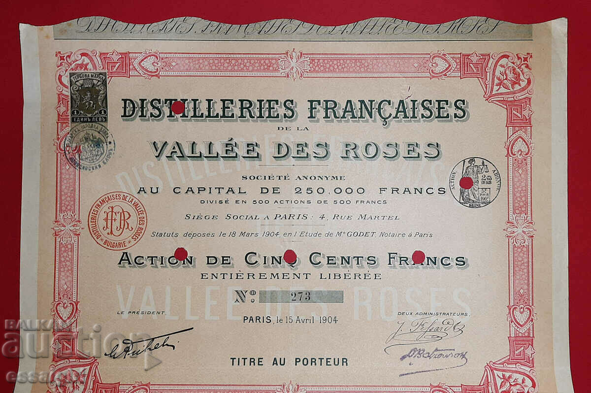 ACTION 500 FRANC 1904 DISTILERIA ROSE