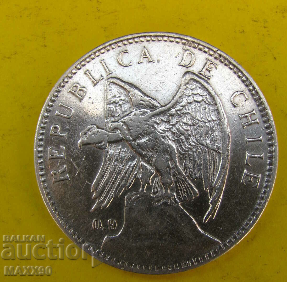 Auction 1 peso Chile 1910 silver coin Auction 1 peso Chile 1910 silver coin