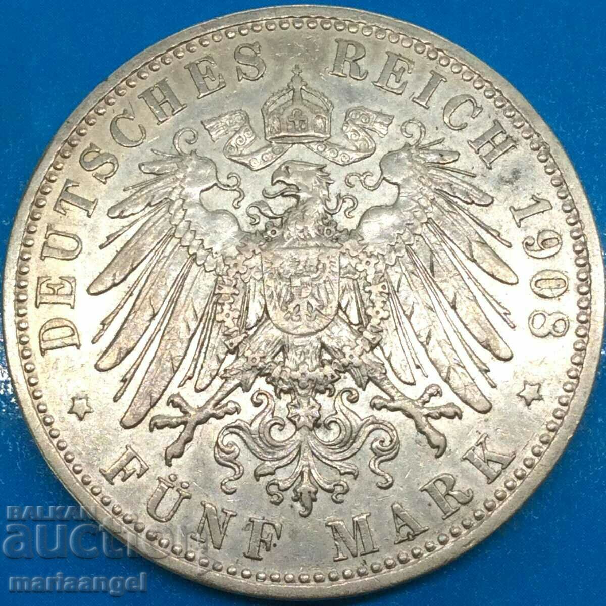 5 timbre 1908 Bavaria Germania Otto von Bayern 27,72g argint