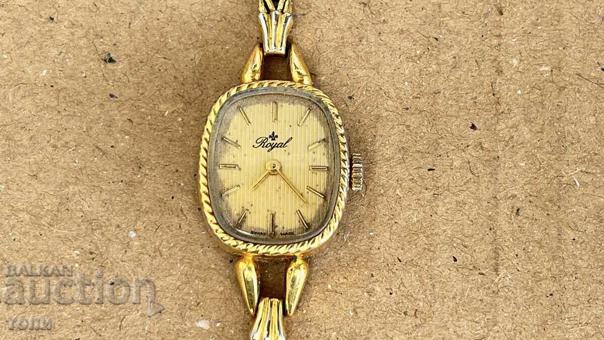 ROYAL SWISS MADE RARE GOLD PLATED NOT WORKING B Z C !!!