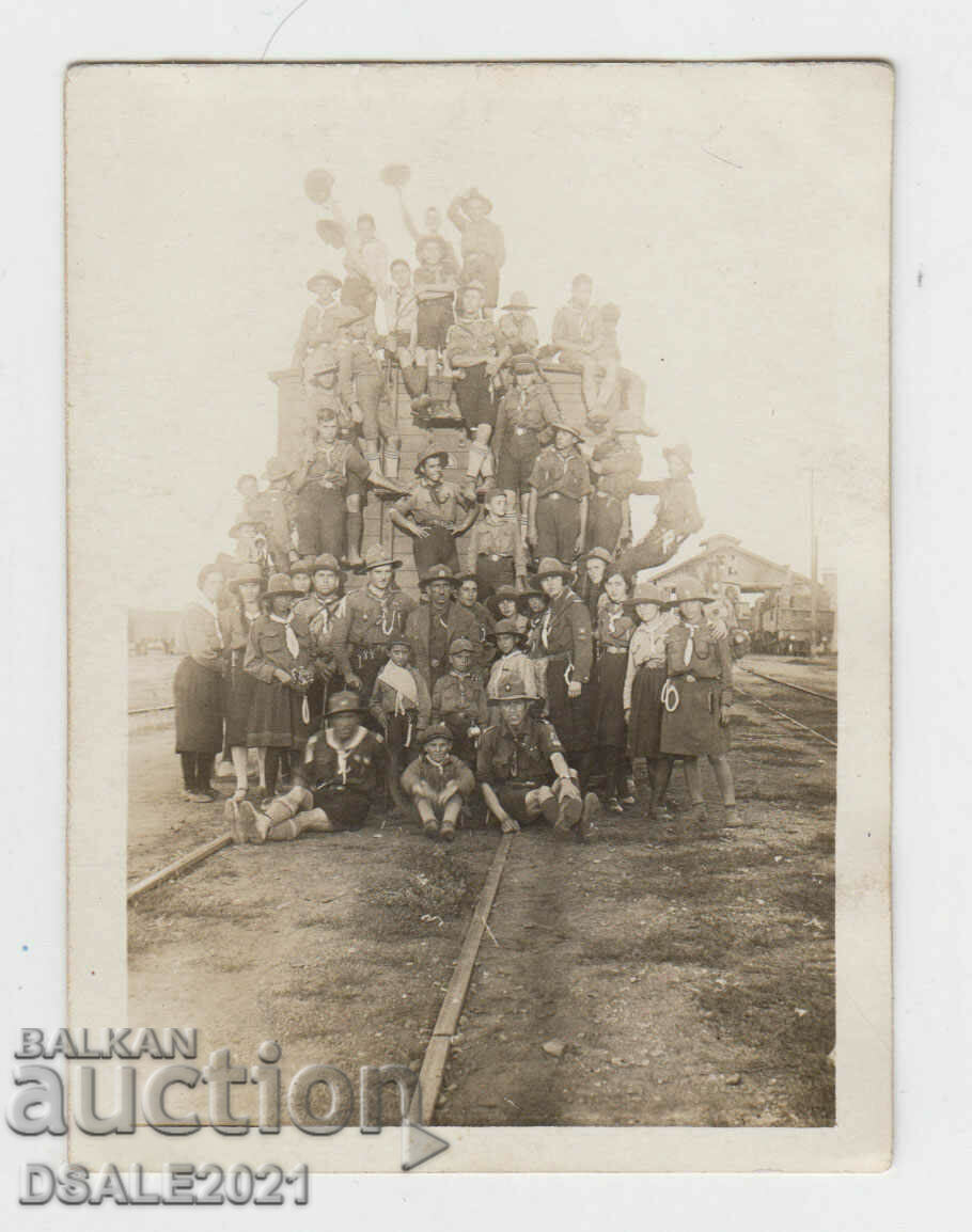 Kingdom of Bulgaria SCOUT uniforms photo, station 20s 6.5x8.8cm