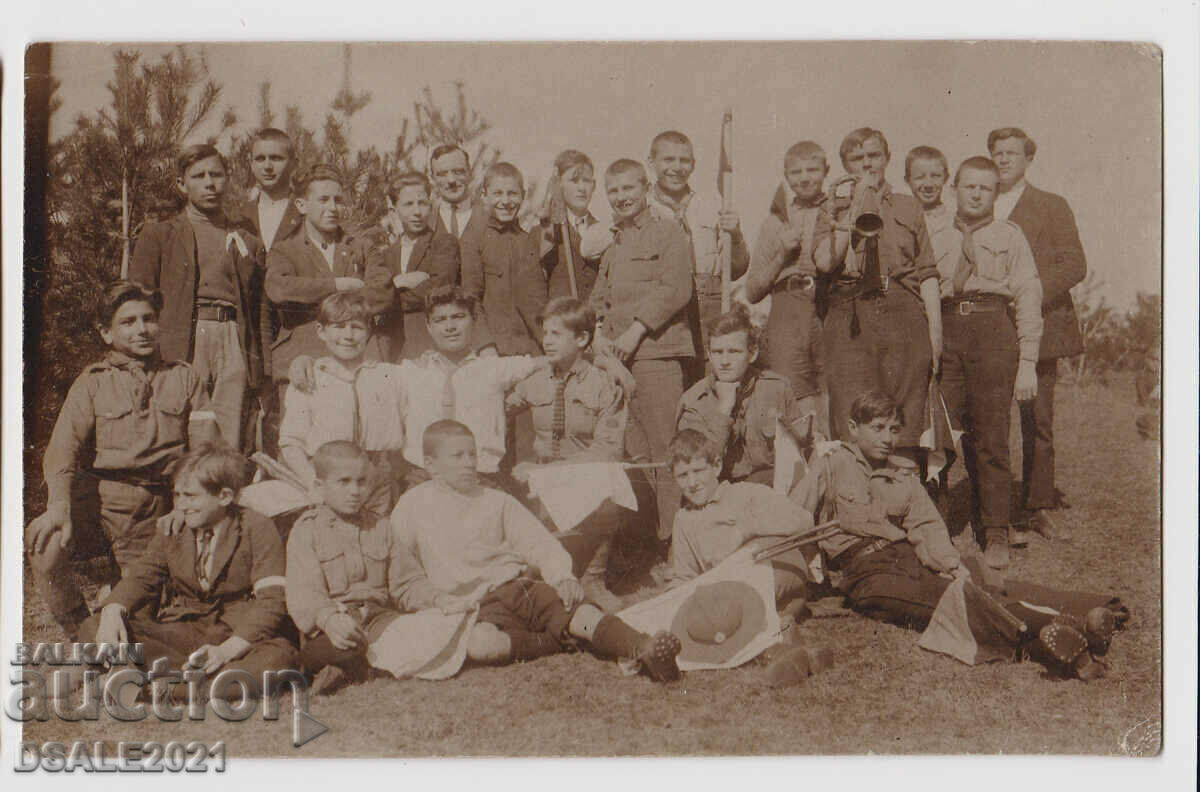 Tabăra Regatului Bulgariei Uniforme SCOUT anii 1920 13,9x8,9cm