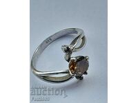 Silver ring with natural yellow stone