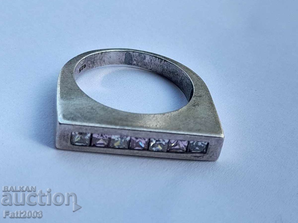 Silver ring with stones