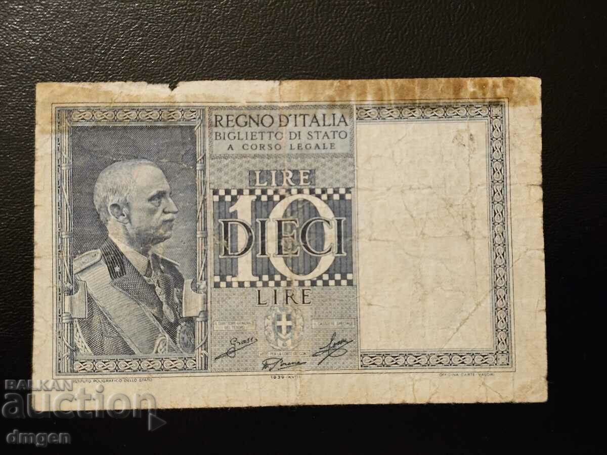 10 Lire Italy 1939