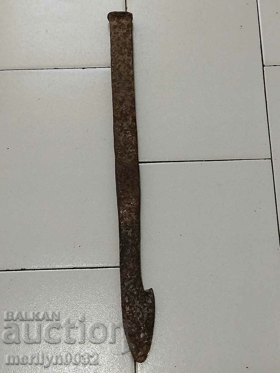 Auction Hand-forged ploughshare from an old plough, wrought iron flail Auction Hand-forged ploughshare from an old plough, wrought iron flail