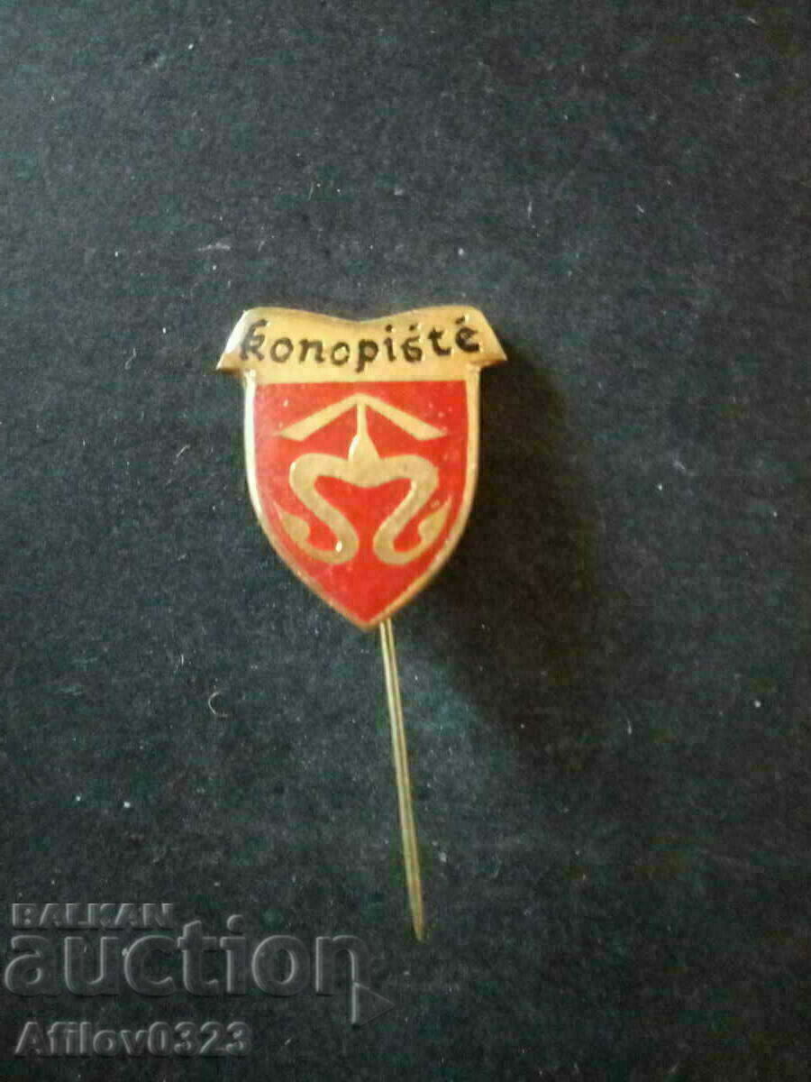 Badge of the city of Konopishte, Czechoslovakia.