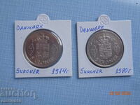 Denmark -5 Kroner BEAUTIFUL coins 1974-1980