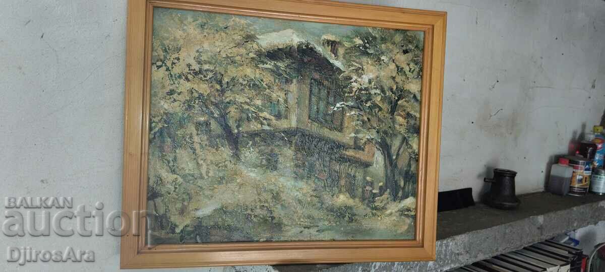 Old picture in oil painting frame