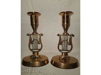 A pair of old Swedish bronze candlesticks