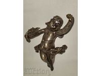 Antique bronze silver plated plastic figure applique angel