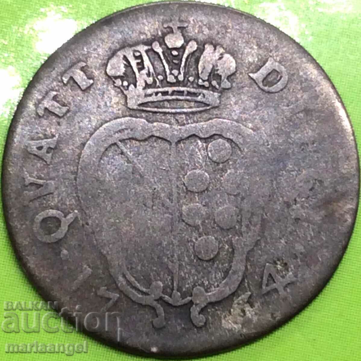 Tuscany Quatrino 1764 Francis III di Medici Silver - Σπάνιο!