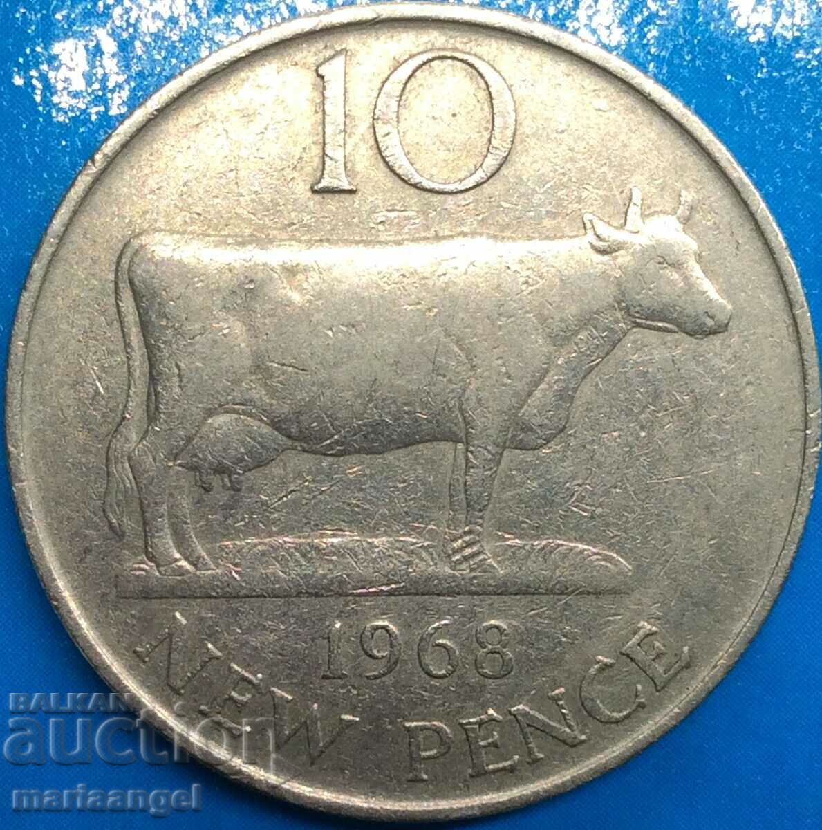 10 New Pence 1968 Guernsey