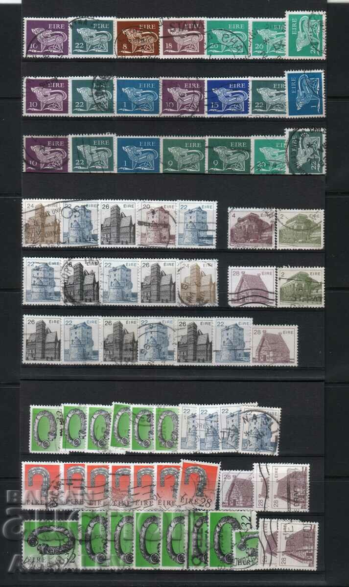 Eire lot of 72 +stamps with seal