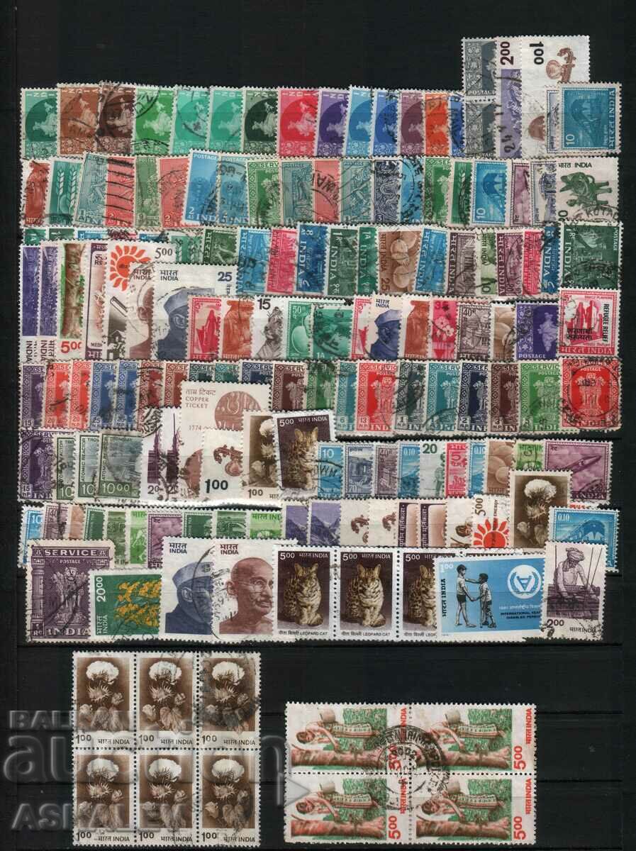 India lot of 360 +stamps with seal with price 12.00 BGN | € 6.14 India lot of 360 +stamps with seal with price 12.00 BGN | € 6.14