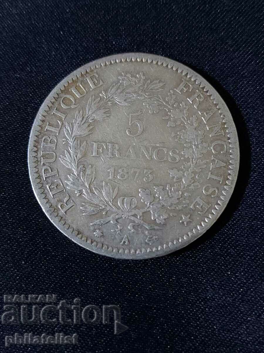 France 1873 A - 5 Francs - Silver Coin #6