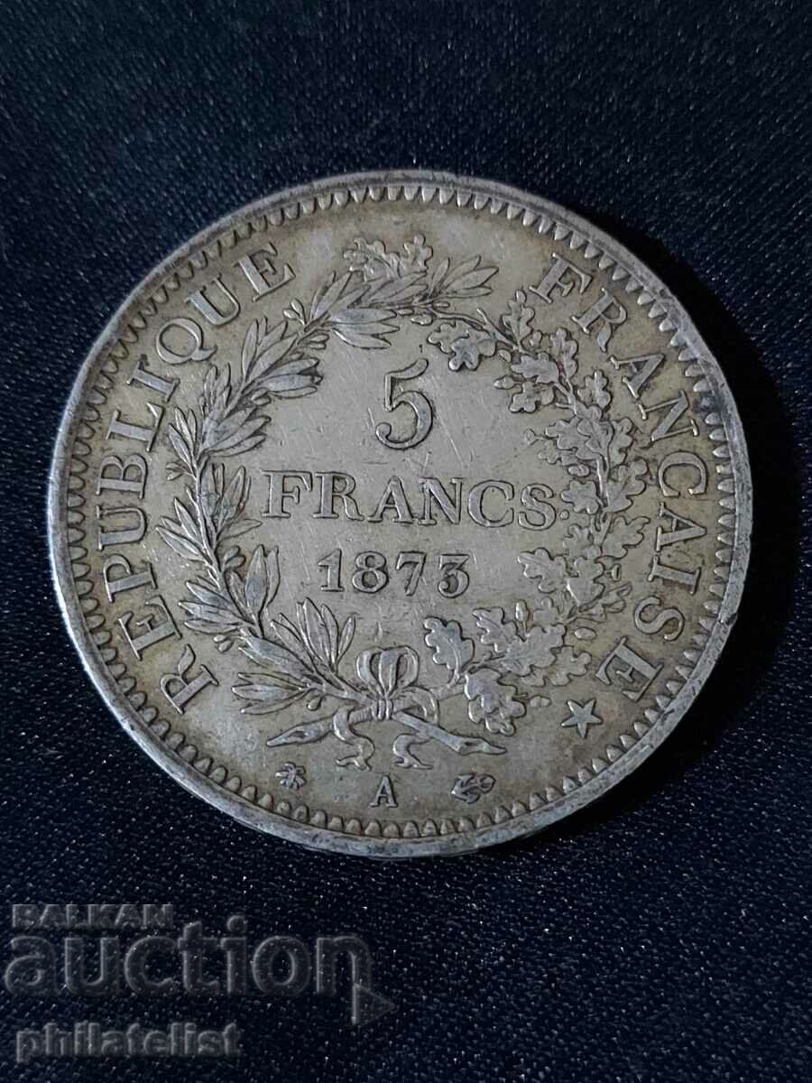 France 1873 A - 5 Francs - Silver Coin #7