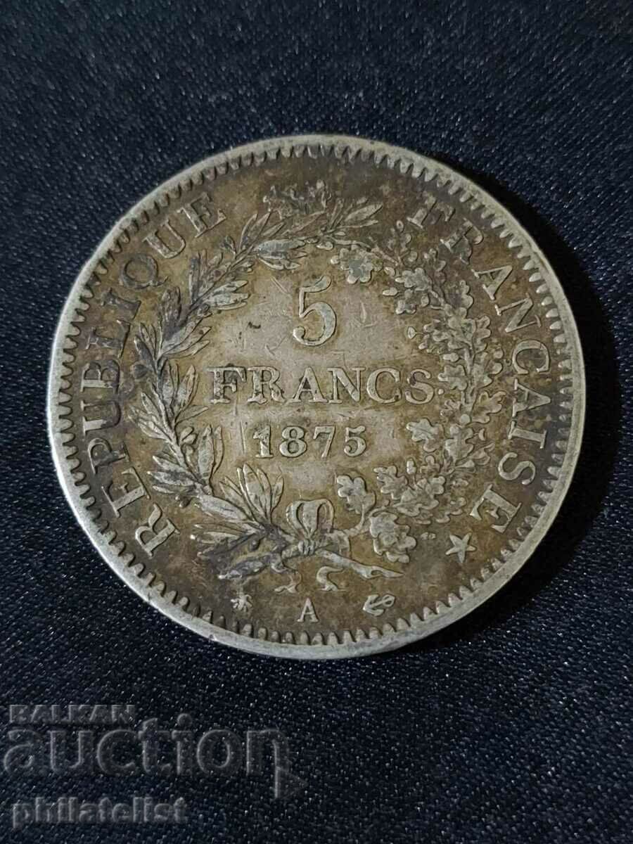 France 1875 A - 5 Francs - Silver Coin #4