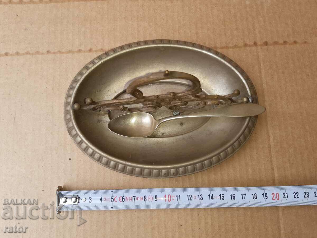 Old silver-plated dish, small dish, spoon - 100 years old with price 30.00 BGN | € 15.34