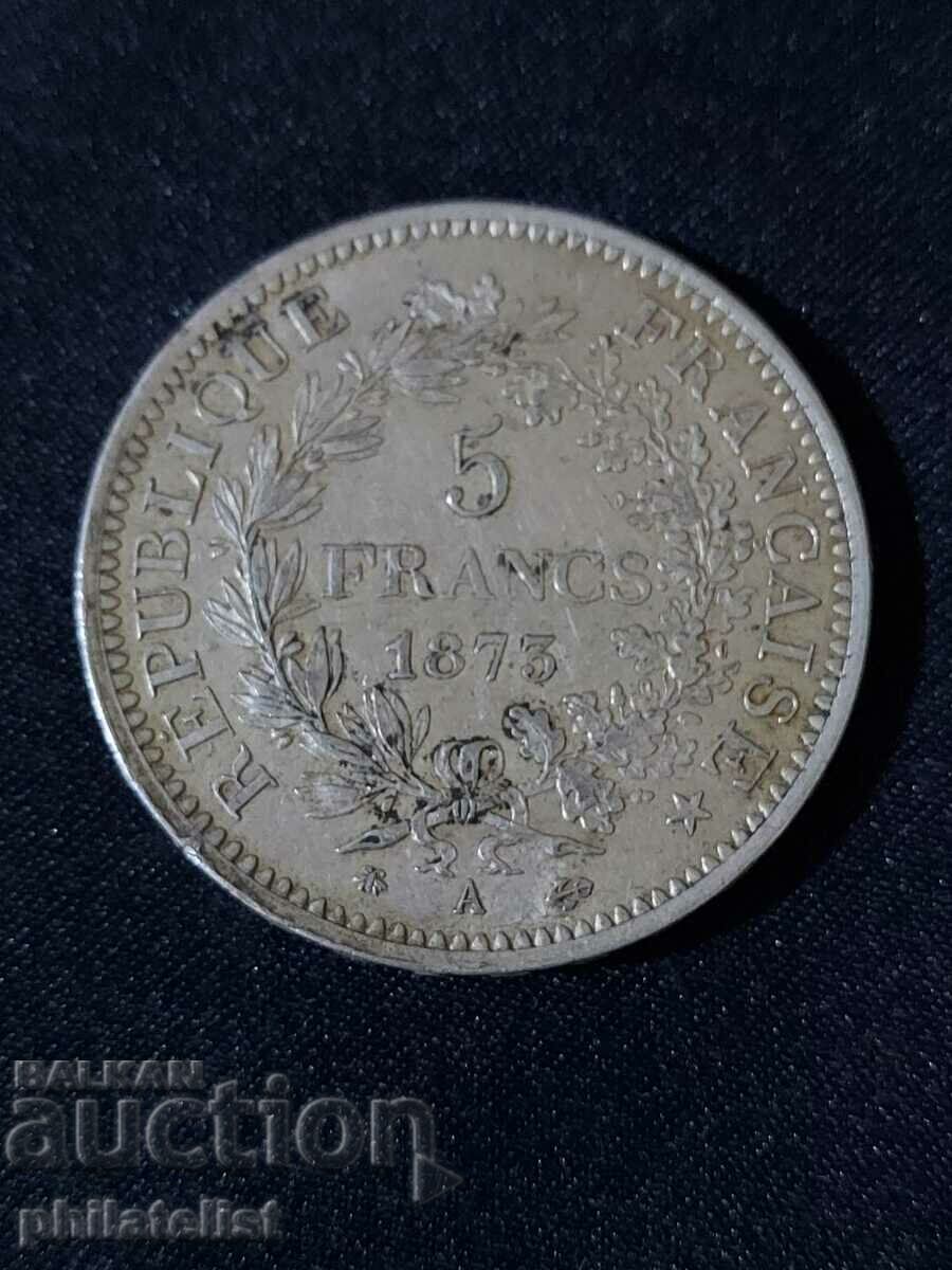 Franța 1873 A - 5 Franci - Monedă de argint #9