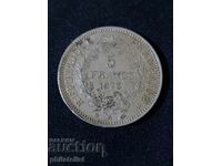 France 1873 A - 5 Francs - Silver Coin #9