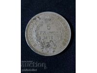 France 1873 A - 5 Francs - Silver Coin #9