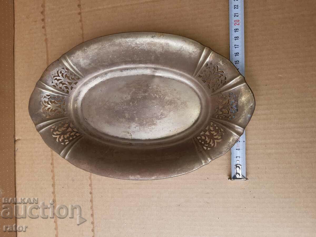 Old silver-plated dish - bonbonniera, fruit bowl - 100 years old with price 19.00 BGN | € 9.71