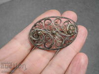 OLD SILVER FILIGREE BROOCH