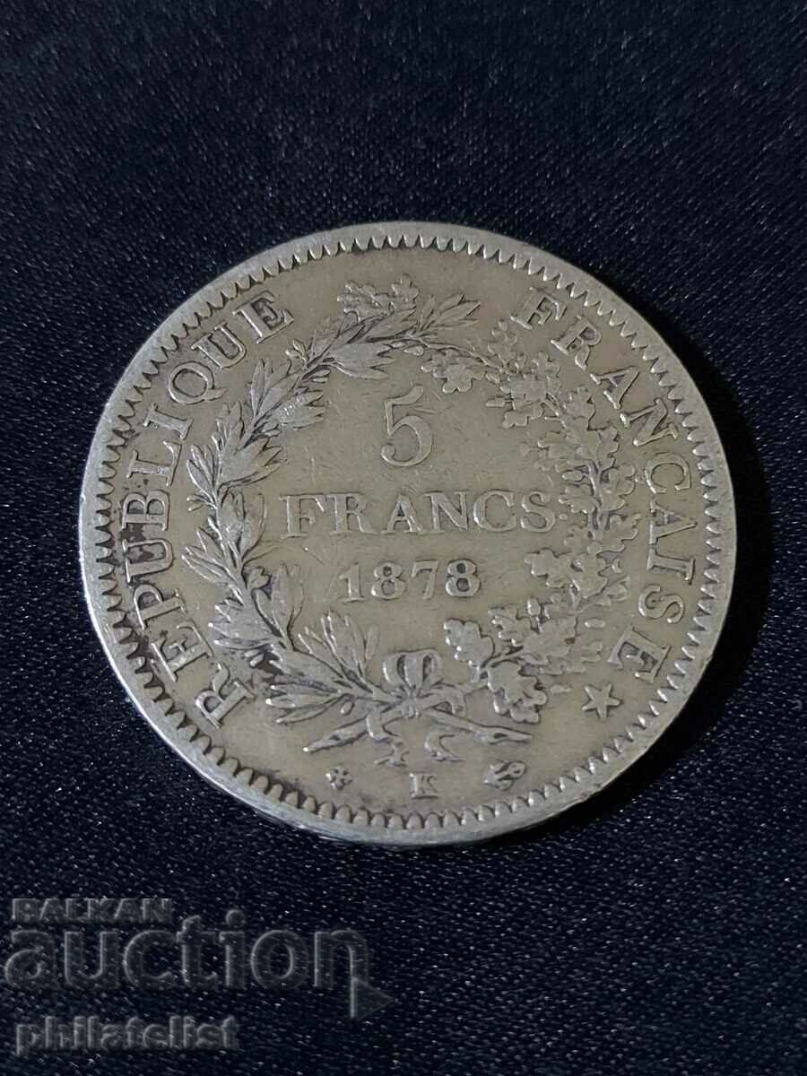 France 1878 K - 5 Francs - Silver Coin