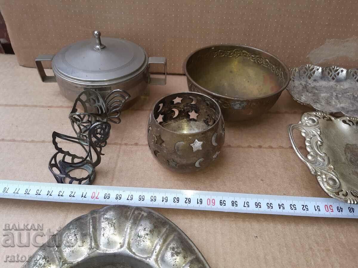 Lot of old metal dishes - fruit bowls, etc. - 14 pieces with price 50.00 BGN | € 25.56 Lot of old metal dishes - fruit bowls, etc. - 14 pieces with price 50.00 BGN | € 25.56