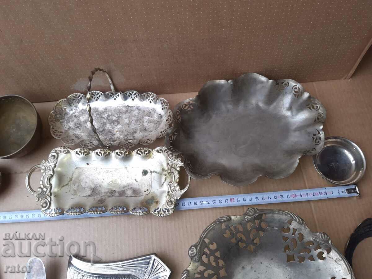 Auction Lot of old metal dishes - fruit bowls, etc. - 14 pieces Auction Lot of old metal dishes - fruit bowls, etc. - 14 pieces