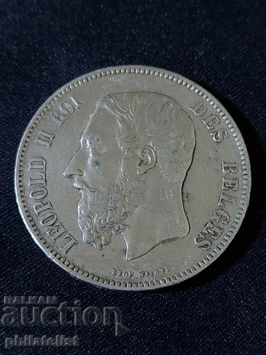 Belgium 1873 - 5 Francs - Silver Coin #5