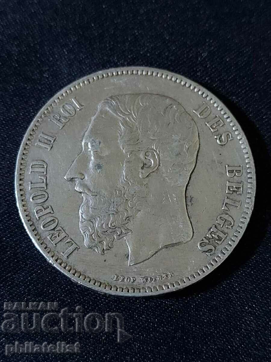 Belgia 1873 - 5 Franci - Monedă de argint #5