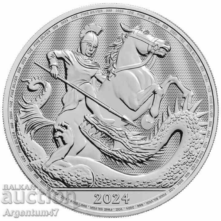 NOU!!! ARGINT 1 OZ 2024 BRITANIA - ST. GEORGE ȘI DRAGOUL