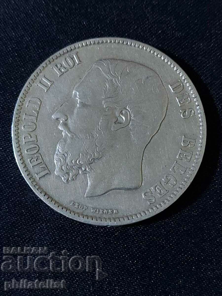 Belgia 1869 - 5 Franci - Moneda de argint #4