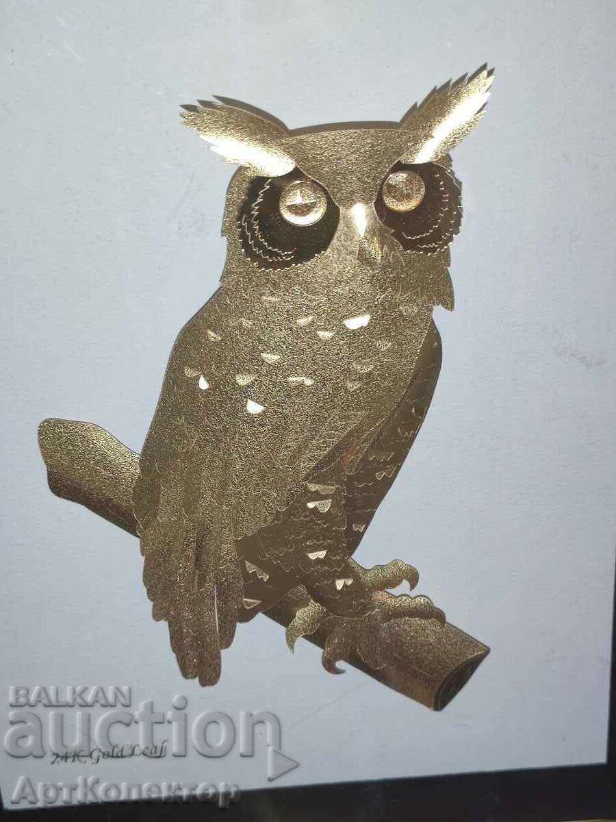 Gold picture owl 24 Karat with price 150.00 BGN | € 76.69 Gold picture owl 24 Karat with price 150.00 BGN | € 76.69