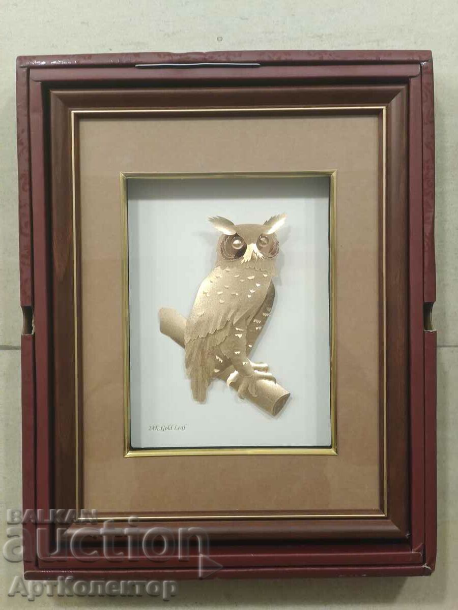 Gold picture owl 24 Karat