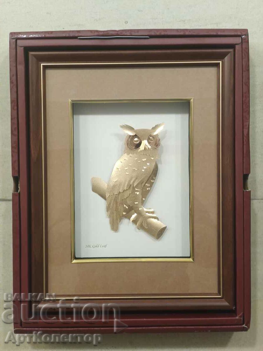 Gold picture owl 24 Karat Gold picture owl 24 Karat