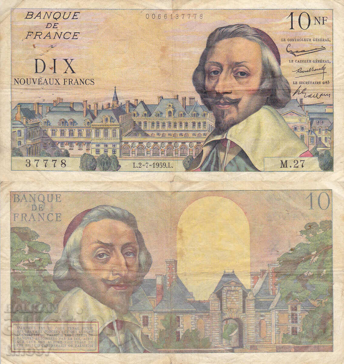 tino37- FRANCE - 10 NEW FRANC - 1959 - F