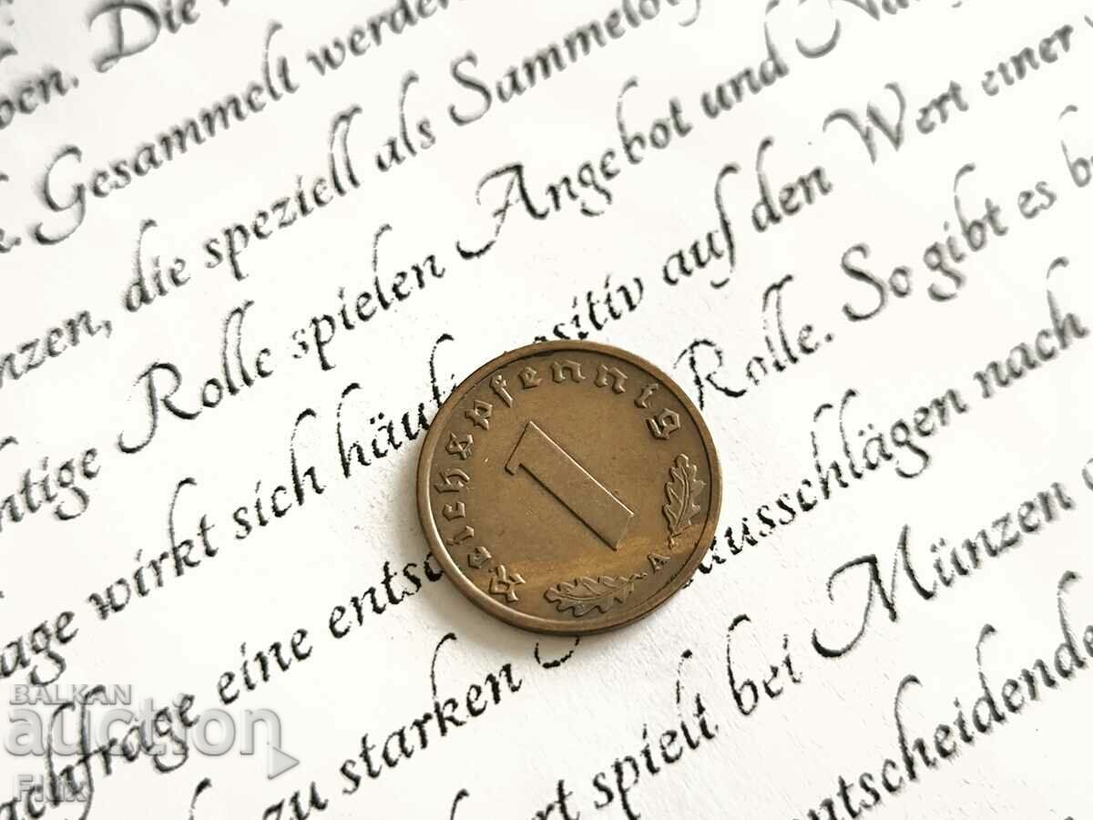 Coin - Third Reich - Germany - 1 Pfennig | 1938; Series A with price 7.25 BGN | € 3.71 Coin - Third Reich - Germany - 1 Pfennig | 1938; Series A with price 7.25 BGN | € 3.71