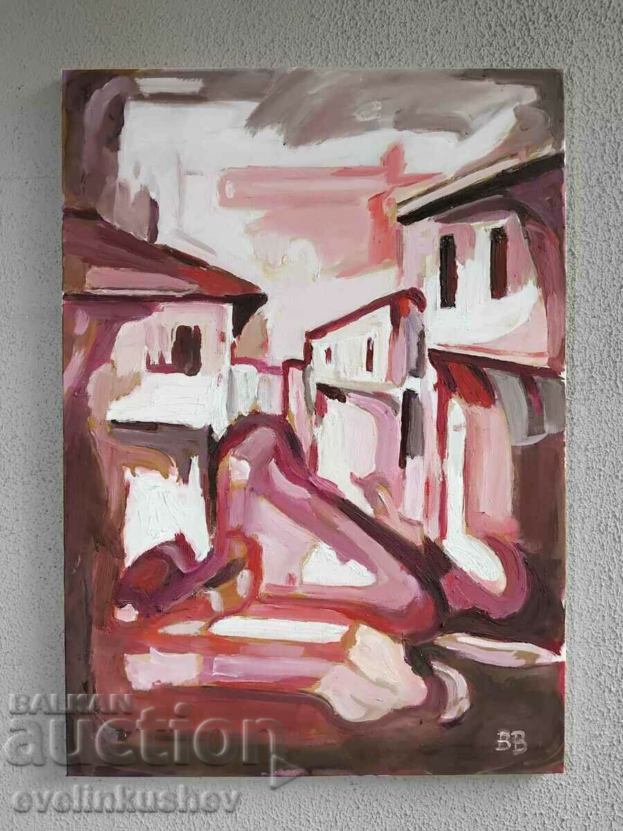 Oil painting "Window to the street" 50x70 / 68x88 cm. with price 890.00 BGN | € 455.05 Oil painting "Window to the street" 50x70 / 68x88 cm. with price 890.00 BGN | € 455.05