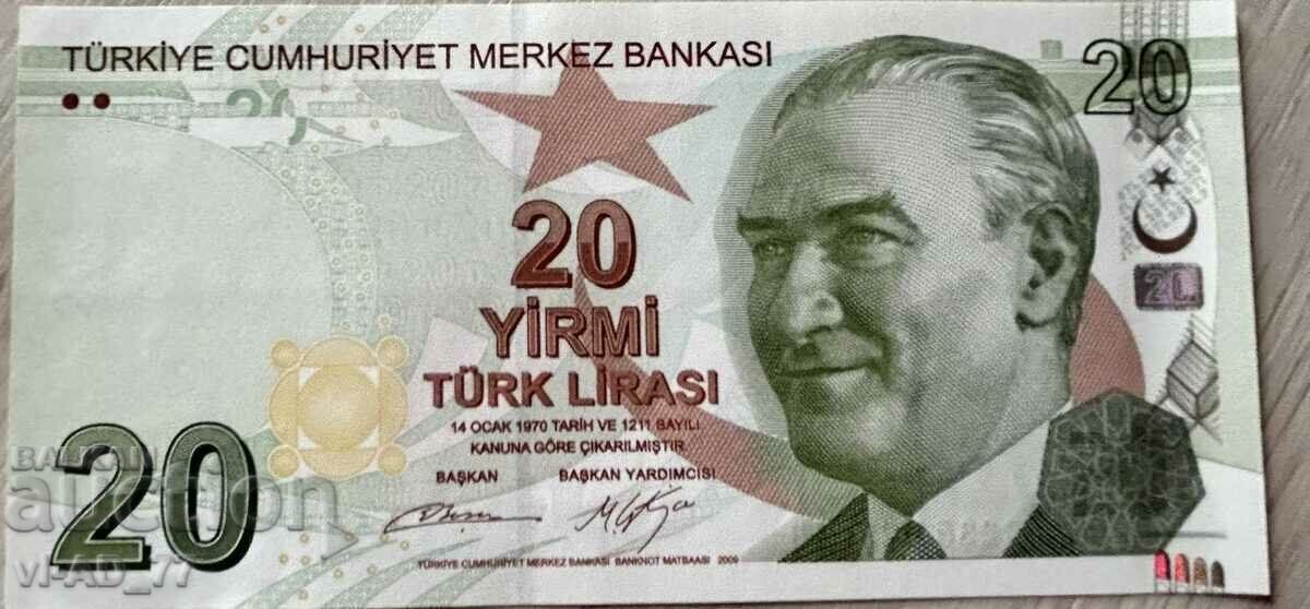 TURKEY 20 Lira 2009 - 2023 UNC