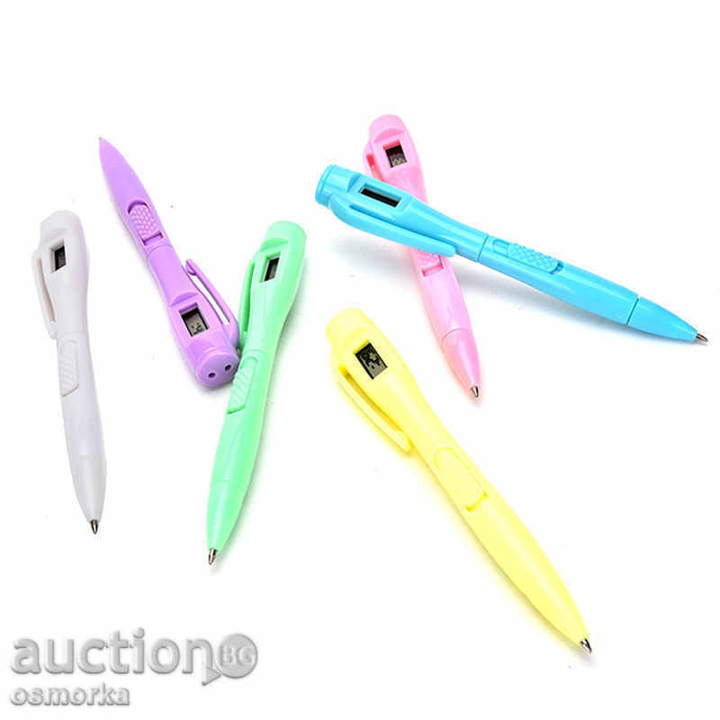 Pen with electronic clock - green pen date student - 5 Pen with electronic clock - green pen date student - 5